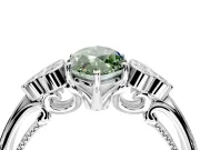 Cluster Engagement Ring Setting for Fancy Green Marquise Center with Bezel Accent Clusters and Prong Head in Platinum