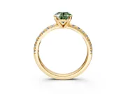 Solitaire Engagement Ring Setting for Fancy Green Oval Center with Large Accents and Prong Head in Yellow Gold