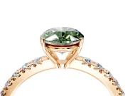 Solitaire Engagement Ring Setting for Fancy Green Oval Center with Large Accent Band and Prong Head in Rose Gold