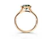 Solitaire Engagement Ring Setting for Fancy Green Heart-Shaped Center with V Split Shank and Bezel Head in Rose Gold