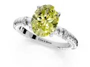Rope Engagement Ring Setting for Fancy Yellow Oval Center with Accent Shoulders and Prong Head in Platinum