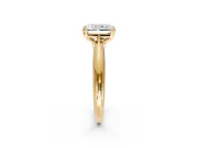 Solitaire Engagement Ring Setting for Radiant Cut Center with Reverse Tapered Band and Prong Head in Yellow Gold