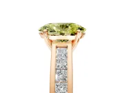 Solitaire Engagement Ring Setting for Fancy Yellow Oval Center with Princess Cut Channel Band and Prong Head in Rose Gold