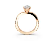 Solitaire Engagement Ring Setting for Marquise Center with Milgrain-Edged Pave Band and Prong Head in Rose Gold