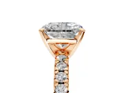 Solitaire Engagement Ring Setting for Radiant Cut Center with Large Accents and Prong Head in Rose Gold