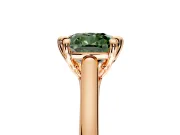 Solitaire Engagement Ring Setting for Fancy Green Cushion Cut Center with Cathedral Band and Prong Head in Rose Gold