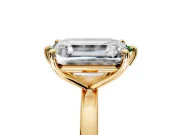 Fancy Green Marquise and Emerald Cut Lab-Grown Diamond Toi et Moi Engagement Ring with Prong-Set Stones in Yellow Gold