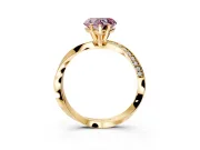 Side Accent Engagement Ring Setting for Fancy Pink Heart-Shaped Center with Accent Shoulders and Prong Head in Yellow Gold