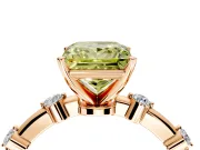 Solitaire Engagement Ring Setting for Fancy Yellow Princess Cut Center with Bezel Station Band and Prong Head in Rose Gold