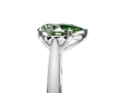 Solitaire Engagement Ring Setting for Fancy Green Pear-Shaped Center with Narrow Cathedral Band and Prong Head in Platinum