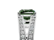 Split Shank Engagement Ring Setting for Fancy Green Asscher Cut Center with Pave Split Shank and Prong Head in Platinum