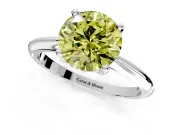 Solitaire Engagement Ring Setting for Fancy Yellow Round Cut Center with Knife Ridge Band and Claw Prong Head in Sterling Silver
