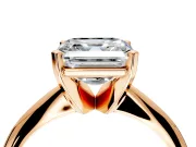 Solitaire Engagement Ring Setting for Asscher Cut Center with Knife Ridge Band and Claw Prong Head in Rose Gold