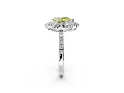 Floral Halo Engagement Ring Setting for Fancy Yellow Pear-Shaped Center with Pave Accents and Prong Head in Sterling Silver