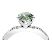 Solitaire Engagement Ring Setting for Fancy Green Marquise Center with Milgrain-Edged Pave Band and Prong Head in Platinum