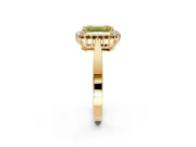 Starburst Halo Engagement Ring Setting for Fancy Yellow Emerald Cut Center with Flat Cathedral Band and Prong Head in Yellow Gold