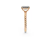 Solitaire Engagement Ring Setting for Emerald Cut Center with Plain Twisted Rope Band and Prong Head in Rose Gold