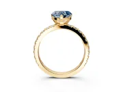 Solitaire Engagement Ring Setting for Fancy Blue Heart-Shaped Center with Fine Pave Band and Claw Prong Head in Yellow Gold