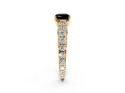 Solitaire Engagement Ring Setting for Fancy Black Cushion Cut Center with Pave Cathedral Shoulders and Prong Head in Yellow Gold