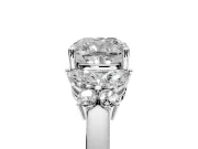 Solitaire Engagement Ring Setting for Cushion Cut Center with Marquise Flower Shoulders and Prong Head in Platinum