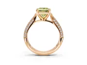 Solitaire Engagement Ring Setting for Fancy Yellow Princess Cut Center with Multi-Row Accents and Prong Head in Rose Gold