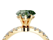 Open Basket Engagement Ring Setting for Fancy Green Heart-Shaped Center with Pave Band and Prong Head in Yellow Gold