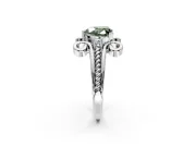 Solitaire Engagement Ring Setting for Fancy Green Heart-Shaped Center with Twisted Band and Scroll Prong Head in Platinum