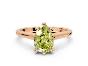Solitaire Engagement Ring Setting for Fancy Yellow Pear-Shaped Center with Cathedral Band and Prong Head in Rose Gold