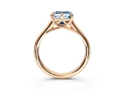 Solitaire Engagement Ring Setting for Fancy Blue Asscher Cut Center with Cathedral Band and Prong Head in Rose Gold