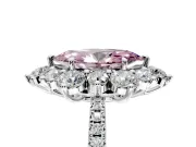 Floral Halo Engagement Ring Setting for Fancy Pink Marquise Center with Pave Accents and Prong Head in Sterling Silver