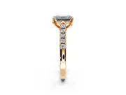 Solitaire Engagement Ring Setting for Emerald Cut Center with Partway Pave Band and Prong Head in Rose Gold