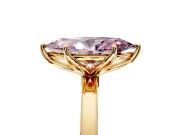 Solitaire Engagement Ring Setting for Fancy Pink Marquise Center with Thin Rounded Plain Band and Prong Head in Yellow Gold