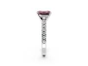 Solitaire Engagement Ring Setting for Fancy Pink Emerald Cut Center with Large Accents and Prong Head in Sterling Silver