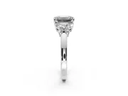 Solitaire Engagement Ring Setting for Emerald Cut Center with Marquise Flower Shoulders and Prong Head in Platinum