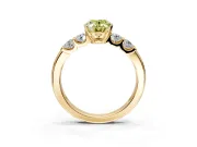 5 Stone Engagement Ring Setting for Fancy Yellow Oval Center with Plain Band and Prong Head in Yellow Gold