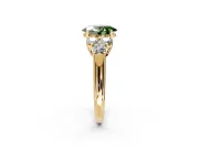 Cluster Engagement Ring Setting for Fancy Green Oval Center with Round Cut Accent Frame and Prong Head in Yellow Gold