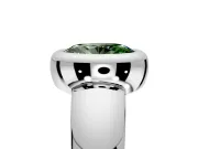 Solitaire Engagement Ring Setting for Fancy Green Oval Center with Wide Band and Bezel Head in White Gold