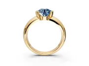 Tension Engagement Ring Setting for Fancy Blue Round Cut Center with Wide Flat Band and Tension Head in Yellow Gold