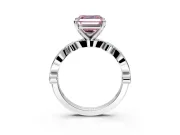 Solitaire Engagement Ring Setting for Fancy Pink Asscher Cut Center with Milgrain Bezel Accents and Prong Head in Platinum