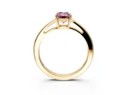 Solitaire Engagement Ring Setting for Fancy Pink Emerald Cut Center with Open Cathedral Shoulders and Prong Head in Yellow Gold