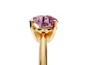 Solitaire Engagement Ring Setting for Fancy Pink Round Cut Center with Knife Ridge Band and Claw Prong Head in Yellow Gold