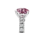 Solitaire Engagement Ring Setting for Fancy Pink Round Cut Center with Single Row Accent Band and Prong Head in Sterling Silver