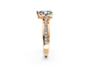 Solitaire Engagement Ring Setting for Fancy Blue Pear-Shaped Center with Raised Channel Band and Prong Head in Rose Gold