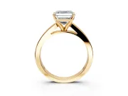 Solitaire Engagement Ring Setting for Asscher Cut Center with Princess Cut Channel Band and Prong Head in Yellow Gold