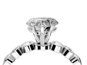 Solitaire Engagement Ring Setting for Heart-Shaped Center with Beaded Bezel Station Band and Prong Head in Sterling Silver