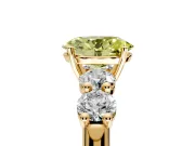 5 Stone Engagement Ring Setting for Fancy Yellow Oval Center with Graduated Accents and Prong Head in Yellow Gold