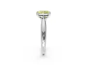 Solitaire Engagement Ring Setting for Fancy Yellow Radiant Cut Center with Reverse Tapered Band and Prong Head in Platinum