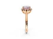 Starburst Halo Engagement Ring Setting for Fancy Pink Princess Cut Center with Thin Round-Wire Band and Prong Head in Rose Gold
