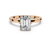 Solitaire Engagement Ring Setting for Emerald Cut Center with Plain Band and Tulip Prong Head in Rose Gold