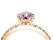 Solitaire Engagement Ring Setting for Fancy Pink Pear-Shaped Center with Fine Pave Band and Claw Prong Head in Rose Gold